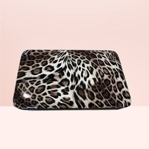 Leopard Print Hard Clutch - Brown & Black